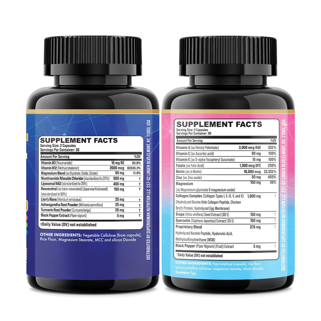 Parrox NAD+ & Collagen Anti-Aging Bundle, Resveratrol, Forever Young Set