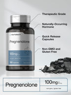 Horbäach Pregnenolone Supplement 100mg | 180 Capsules | Non-GMO and Gluten Free