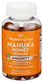 Wedderspoon Manuka Honey Immunity Gummies, Tangy Citrus, 90 Count | Chewable| Vitamin C & Zinc Support