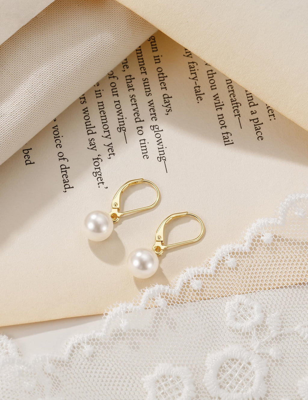 Mameloly Pearl Earrings for Women 14K Gold Plated Sterling Silver 925
