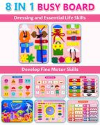 Exorany Busy Board Montessori Toys for Toddler Girl & Boy Birthday Gifts, Busy Book Learning Sensory Toys for Toddlers, Toddler Travel Toy Educational Activities Learn Fine Motor Skills
