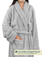 PAVILIA Premium Womens Plush Soft Robe, Sherpa Bathrobe, S/M Light Gray