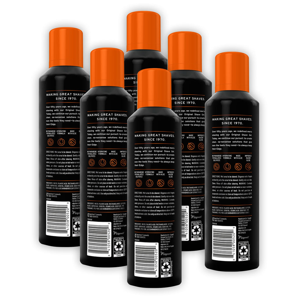 Edge Shaving Gel for Men, Sensitive Skin, 7 oz (6 Pack)