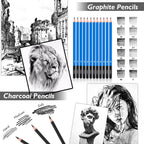 Caliart 176PCS Art Supplies Sketching Kit, 100 Sheets 3-Color Sketch Book