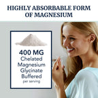 Magnesium Glycinate 400mg | High Absorption Formula for Sleep, Calm, Muscle Relaxation, Heart, Bone & Nerve Support for Women & Men | Chelated Magnesium Glycinate Supplement | 120 Ct (2 Month Supply)