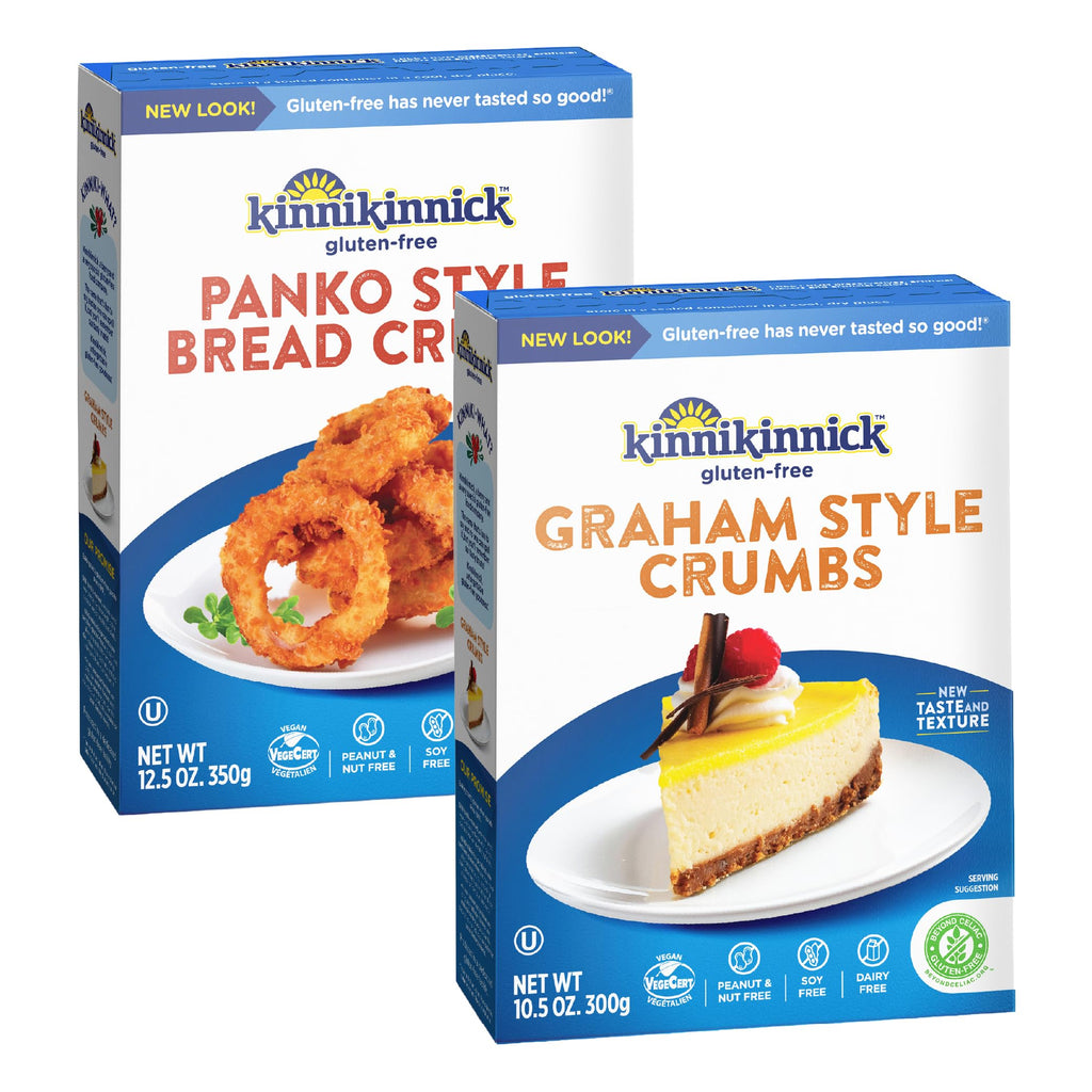 Kinnikinnick Crumb Variety Pack - Graham Style Crumbs and Panko Style Bread Crumbs - Gluten Free, Allergy Friendly Vegan Bread Crumbs - 2 Pack, 1 of Each