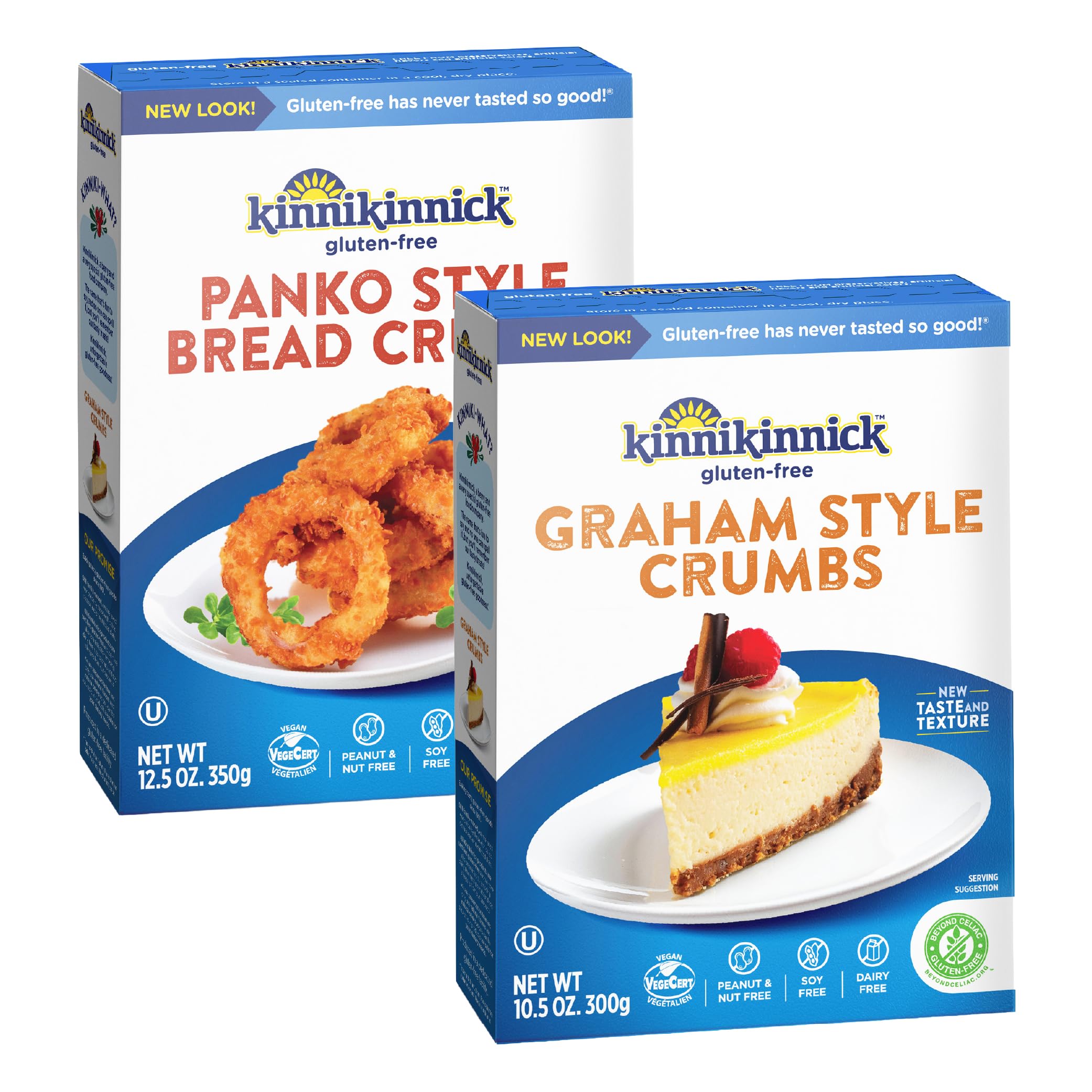 Kinnikinnick Crumb Variety Pack - Graham Style Crumbs and Panko Style Bread Crumbs - Gluten Free, Allergy Friendly Vegan Bread Crumbs - 2 Pack, 1 of Each