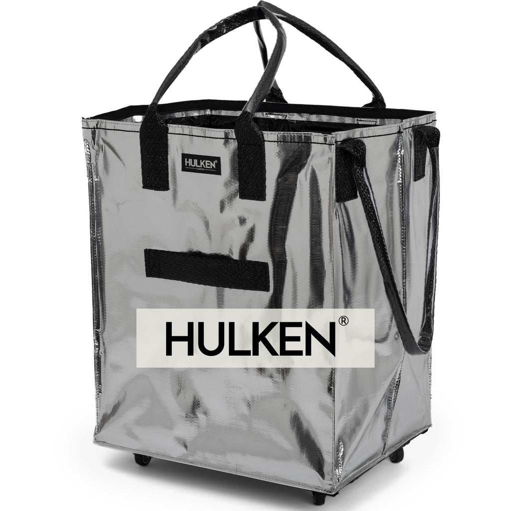 (Large, Silver) Reusable Grocery Bag On Wheels, Shopping Trolley, Rolling Tote, Zipper Closure, Lightweight, Carries Up to 66 lb, Folds Flat, Unbreakable Handles