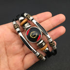 ViKiJi Black American Heritage Flag Bracelet - African American Flag Bracelet for Women Men - Glass Cabochon Bracelet Jewelry