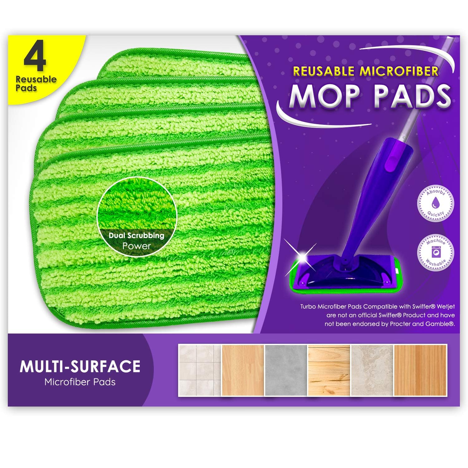 Heavy Duty Microfiber Mop Refill Pads - Extra Thick, Premium Quality Mop Pad Replacements Refills for Wet and Dry Mopping Up Dirt, Dust, Dog Hair and Cat Hair