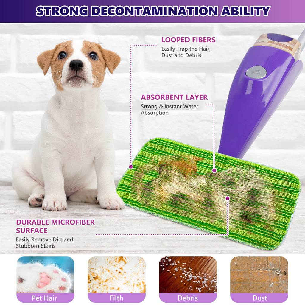 Reusable Mop Pads Compatible with Swiffer Wet Jet, Wet Jet Pads Refills for Swiffer Mop, Microfiber Replacement Pads for Hardwood Floor Cleaning, Dry Wet Mopping Cloths for 12" Wet Jet Refill, 6 Pack