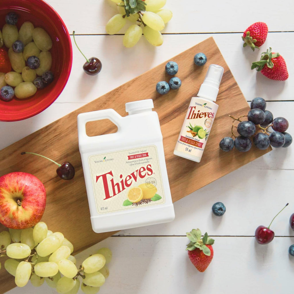 Young Living Thieves Fruit & Veggie Soak, 16 fl oz | Natural Home Care Cleanser | Gently Cleansing | Plant-Based | Infused with Water, Decyl Glucoside, Citric Acid, & Sodium Citrate