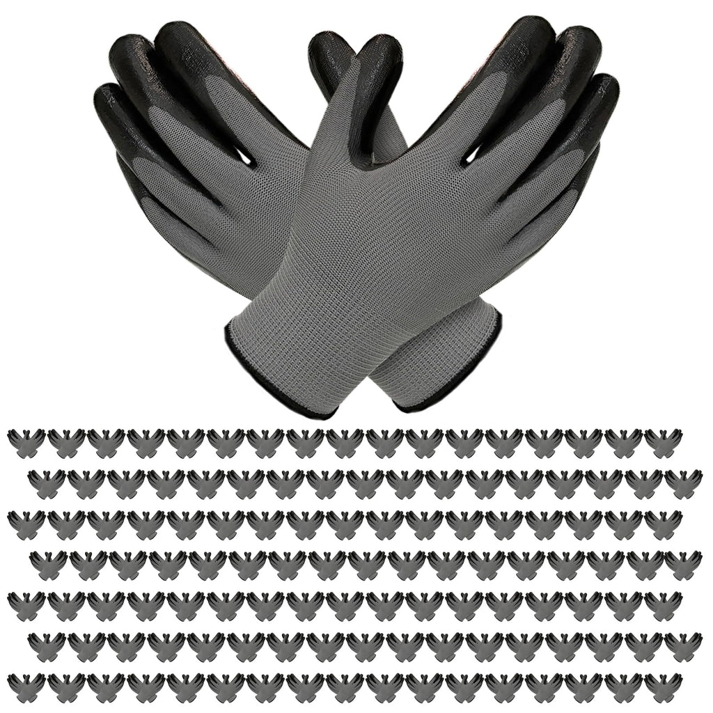 YOUKE OLA 120 Pair Gardening Gloves for Men Women, Breathable Rubber Coated Garden Gloves Working Gloves for Gardening, Construction Black