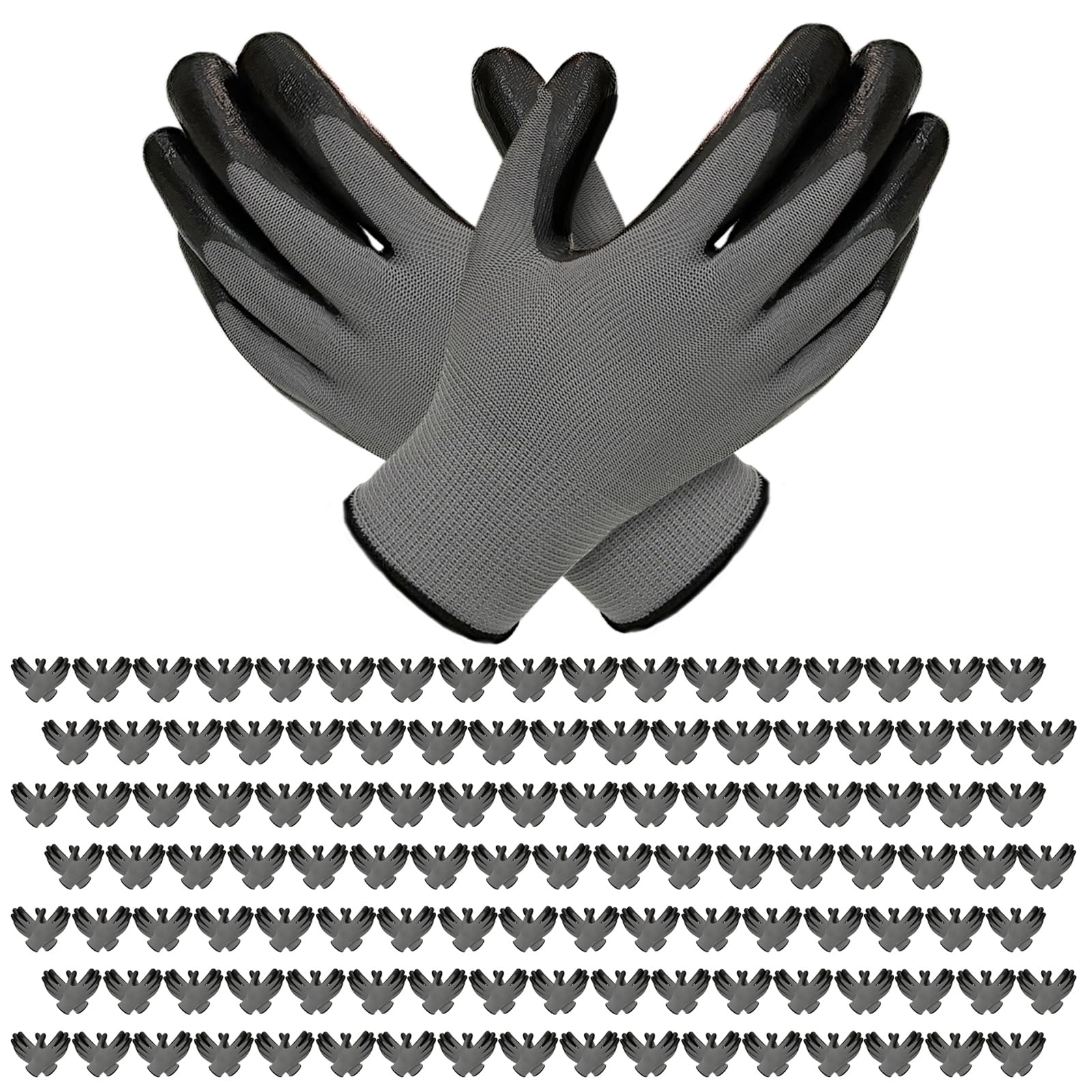 YOUKE OLA 120 Pair Gardening Gloves for Men Women, Breathable Rubber Coated Garden Gloves Working Gloves for Gardening, Construction Black
