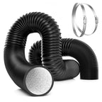 VIVOSUN Dryer Vent Hose, 4 inch Aluminum Foil Ducting, 16FT Long Heavy-Duty Dryer Hose Vent Kit for HVAC Ventilation, Exhaust, Duct Fan Systems, Black Flexible Air Duct w/ 2 Clamps