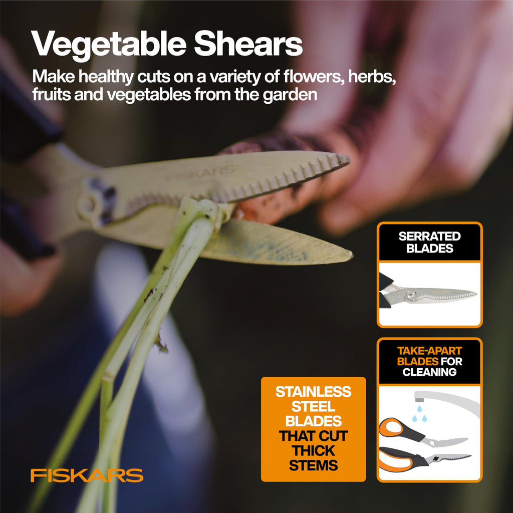 Fiskars 6-Piece Vegetable Gardening Essentials Tool Set w/Garden Shears