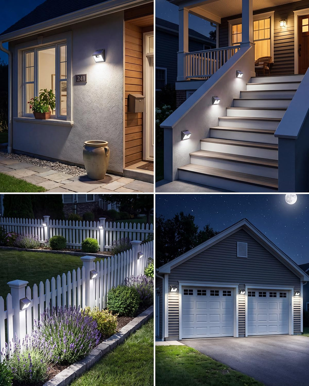 Peasur Solar Lights Outdoor Motion Sensor, 6 Pack 140 LED Solar Powered Fence Light Waterproof, 3 Modes Security Wall Lighting for Outside Yard Deck Garden