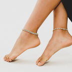 TOPGRILLZ 8mm Cuban Link Anklets for Women 6 Times 14K Gold Plated Fashion Foot Jewelry Gift (Gold, 10)