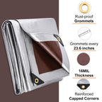 Patiobay Tarp 12x16FT, 16 Mil, Heavy Duty Waterproof Tarps with Grommets Every 23.6", 420D Thick Plastic Tarp, UV Resistant, Tear & Fade Resistant, Reinforced Edges for Outdoor Pool, Camp, Tent