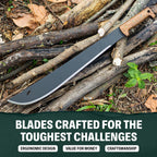 Condor Tool & Knife El Salvador Machete Wood Handle W/Leather Sheath - Heavy Duty Machete - 1075 High Carbon Steel - Walnut Handle - Hand Crafted Leather Sheath - 3mm Full Tang - 18in Blade - 32.5oz