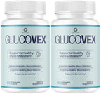 (2 Pack) Glucovex Supplement Capsules - Official Glucovex Support Premium Pills Advanced Formula With All Natural Ingredients, Maximum Strength for Wellness & Overall Health, 120 Capsules for 2 Months