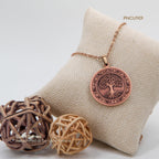 acycraft Tree of Life Pure Copper Pendant Necklace, Engraved Round Medallion (1.2”), 20.5” Stainless Steel Chain, Gift-Boxed | Aspendos
