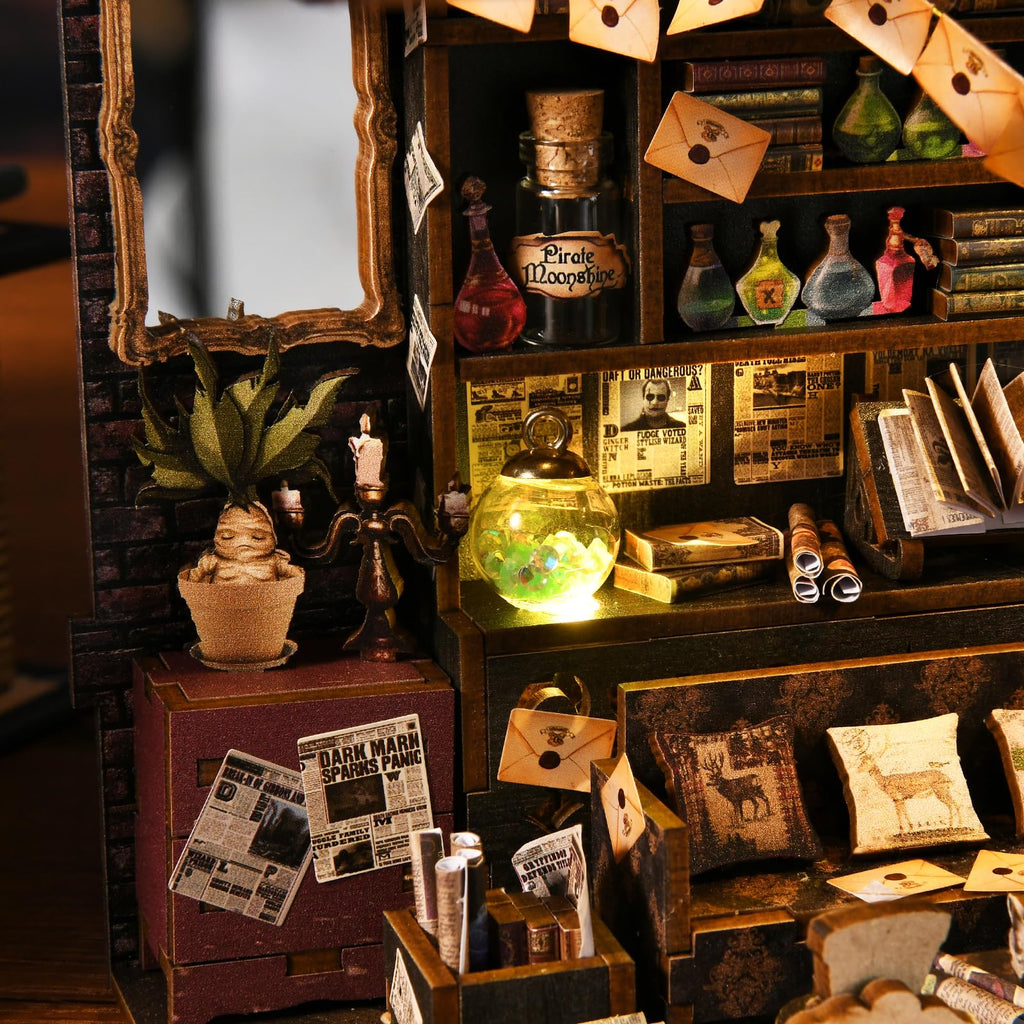 TOYQI DIY Book Nook Kit, Miniature House Dollhouse Kit for Adult and Teens, Book Nook Kits for Adults, Booknook Bookend Alley Model Build with Dust Cover