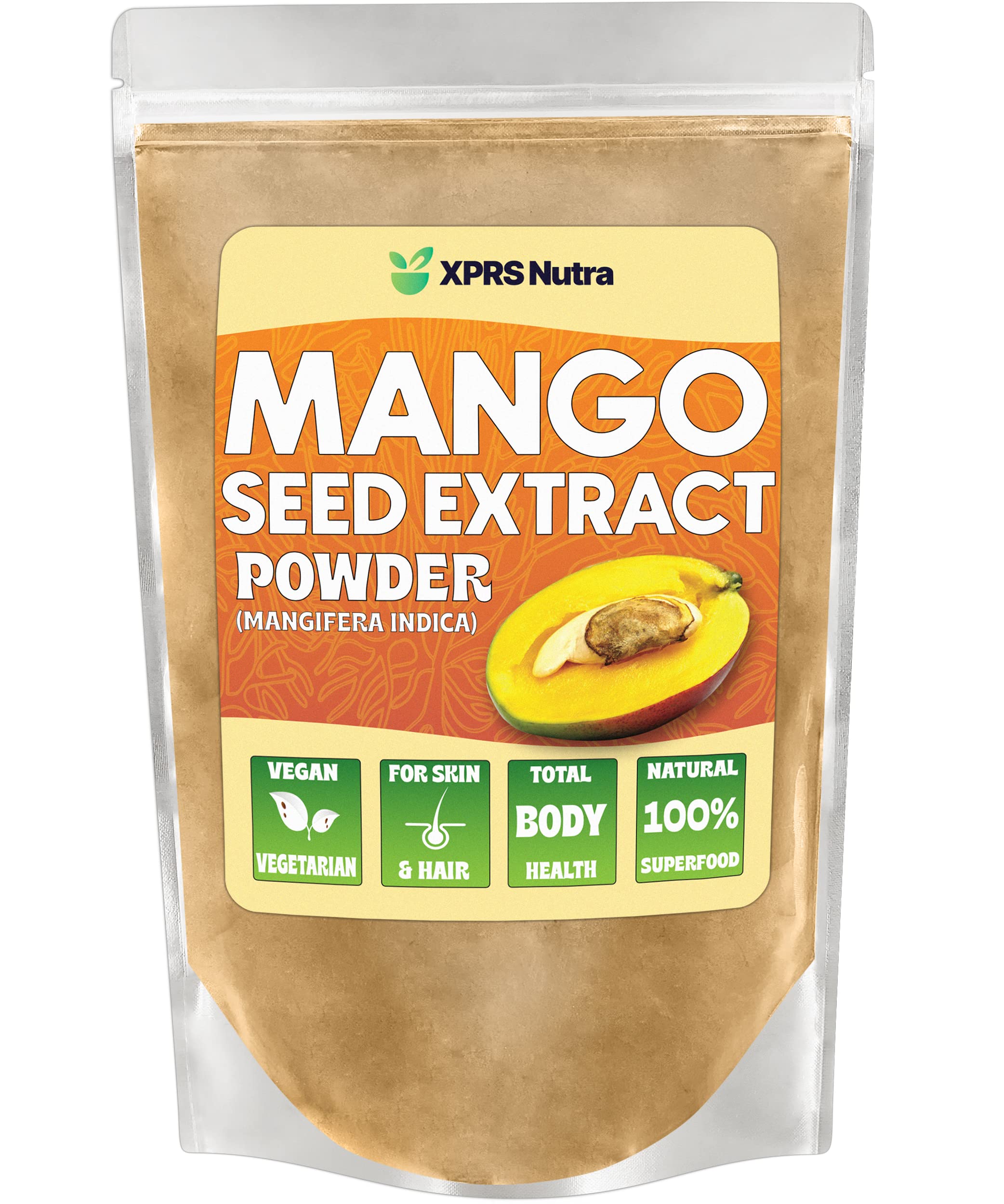 XPRS Nutra Mango Seed Extract Powder - Premium Mango Seeds (Mangifera Indica) - Fresh Premium Non-GMO Wild Extract Powder - Vegan Friendly Healthy Supplement (16 Ounce)