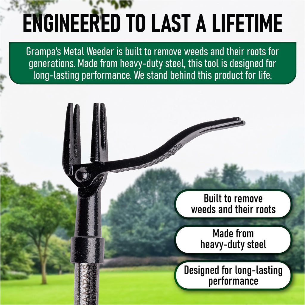 Grampa's Weeder Stand Up Weed Puller Tool with Heavy-Duty Steel Long Handle