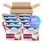 Tena Sensitive Care Incontinence Underwear for Women, Maximum, S/M, White, 80 Count (Waist Size 25in-34in)