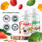 POWERED X PLANTS Fruits & Veggies Capsules - Natural Superfood Packed with Vitamins & Minerals - Fruit & Vegetable Supplements for Adults Pack of 6, 90 Capsules Each