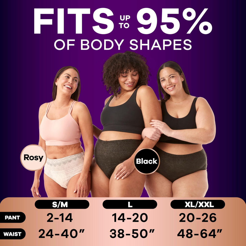 Always Discreet Boutique Incontinence and Postpartum Underwear for Women, Maximum Protection, Small/Medium, Black, 20 Count
