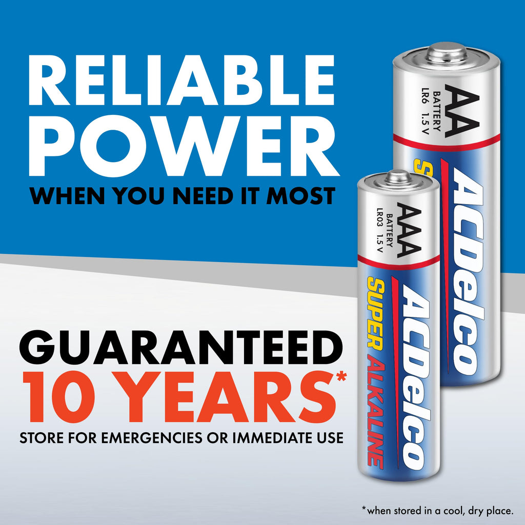 Powermax ACDelco AA and AAA 200-Count Combo Pack Super Alkaline Batteries, 100-Count Each, 10-Year Shelf Life, Reclosable Packaging