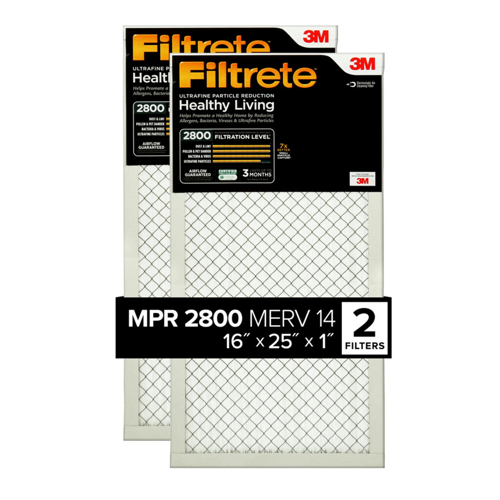 Filtrete 16x25x1 Air Filter, MERV 14, MPR 2800, 2 HVAC Filters