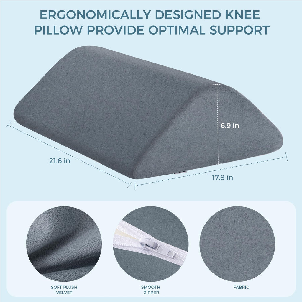 Knee Wedge Pillow for Post-Surgery Recovery-Leg Elevation Support for Sleep Position, Alleviating Lower Back & Hip Pain Enhancing Circulation in Ankles Legs Triangle Pillow with Removable Cover