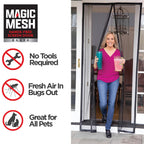 Magic Mesh Elite | Magnetic Screen Door, Heavy Duty, Magnetic Closure, Door Net, Patio Screen, Sliding Door Screen, Bug Screen for Doorways, Kid & Pet Friendly | Size 39" x 83" (Pack of 2)