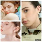 Kaibig 6 Pairs Pearl Stud Earrings for Women Gold Bar Knot Clover Cubic Zircon Stud Mixed Styles Pearl Earrings Set Perfect for Wedding Prom Party Daily Wear Elegant Jewelry for Women