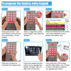 Garage Door Opener Keypad with 2 Garage Door Opener Remote for Liftmaster Chamberlain Craftsman Remote Keypad Replacement 877MAX 893LM 893Max 971LM 371LM, Purple Yellow Red Orange Learn Button
