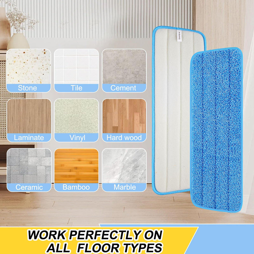 H-Gamely 10 Pack 16.5 inch Reusable Mop Pads Microfiber Spray Mop Replacement Heads for Wet/Dry Mops Compatible with Bona Floor Care System