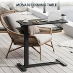 FLEXISPOT H7 Adjustable Overbed Bedside Table with Wheels Pneumatic Mobile Standing Desk Laptop Desk Rolling Computer Cart Movable Overbed Table Hospital Home Use(31.5" W x 17.7" D, Black Large)