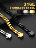 U7 Silver Bracelet for Men Stainless Steel Cuban Link Bracelets 5mm 7.5"