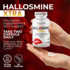 Hallosmine Xtra Circulation & Vein Support, Diosmin, Horse Chesnut & Hesperidin 850mg + FREE Leg Cream | Leg Circulation, Varicose Veins, Spider Veins, Hemorrhoids, Blood Flow, 60 capsules