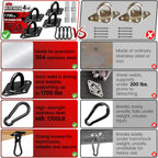sprookber 304 Stainless Steel Pad Eye Snap Hooks, M10 Heavy Duty Ceiling Hook, 1700lb Capacity Hammock Swing Hanging kit, Plant Hangers, Marine Hardware Staple Hook Loop with Screws, Set of 8(Black)