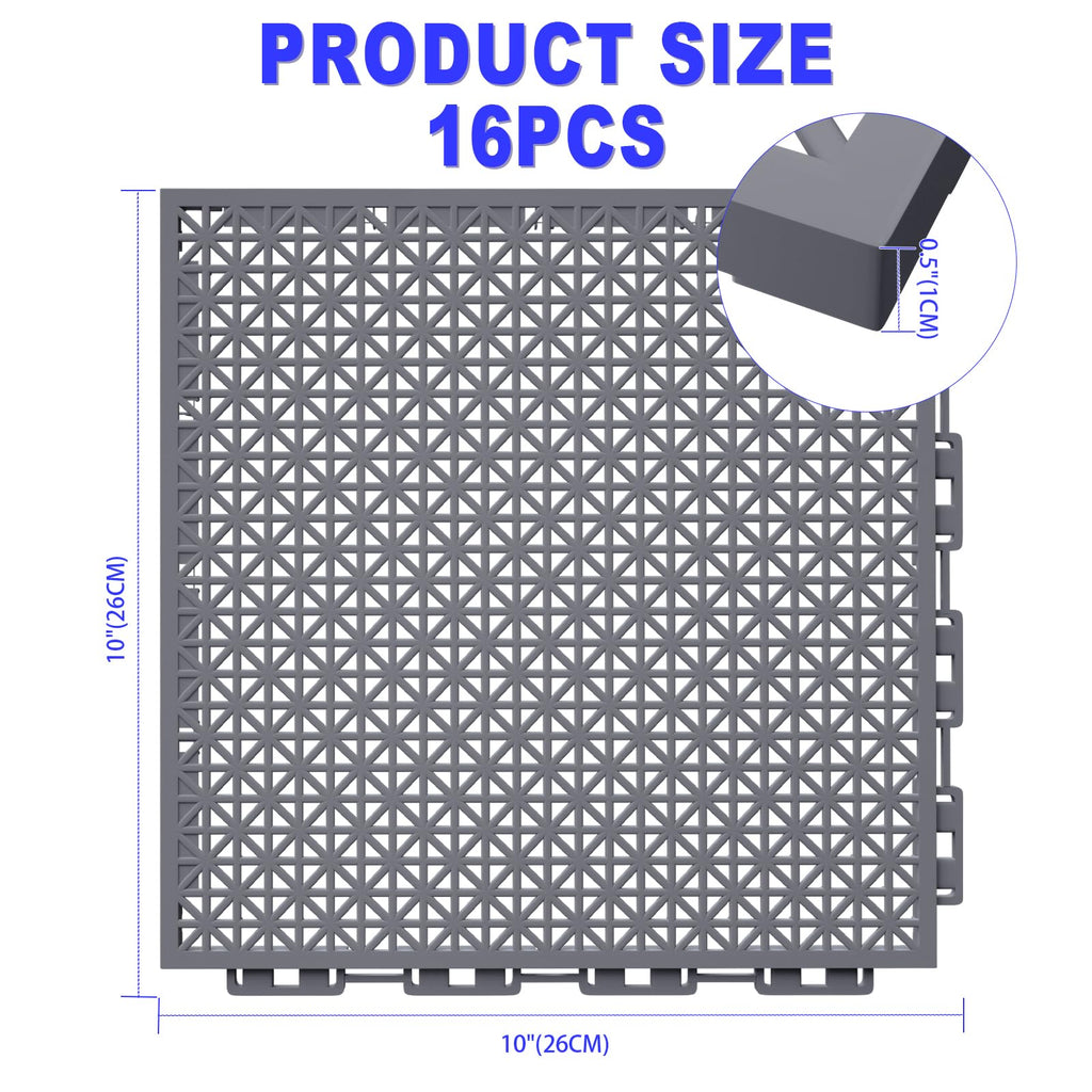 16 PCS Modular Interlocking Cushion Interlocking Floor Tiles with Hole