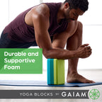 Gaiam Yoga Block - Supportive Latex-Free EVA Foam Soft Non-Slip Surface for Yoga, Pilates, Meditation (Black), 1 EA