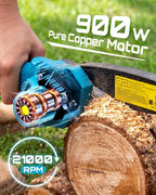 Seesii Mini Chainsaw, 6-inch Mini Chainsaw Cordless, Handheld Electric Power Chain Saw with 2 Batteries, for Tree Trimming Wood Cutting, Best Gifts for Father, Dad, Husband, Men