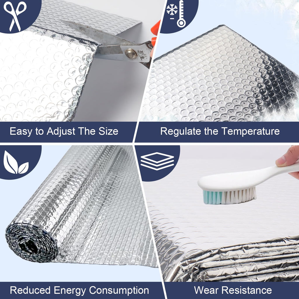 DGSL Double Reflective Bubble Foil Insulation Foam, 47IN X 15FT Window Insulation for Summer Heat Reflective Window Film for Window, Garage Door, RV, Roof