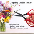 ALLEX Trimming Scissors for Gardening 7" - Japanese Floral Garden Scissors for Plants, Flowers, Herbs - Japanese Stainless Steel Blade with Non-Stick Coating - Spring Loaded Handle - Made in JAPAN
