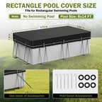 8x14Ft Rectangular Pool Cover, Swimming Pool Cover for Above Ground Pool, Solar Cover Including Full-Circle Windproof Buckle, Winter Cover Ideal for Waterproof and Dustproof