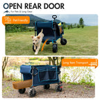 Portal 350L Collapsible Wagon Cart with Removable Canopy, 270LB Folding Utility Cart with Rear Door for Pet, Camping, Beach, and Outdoor Adventures